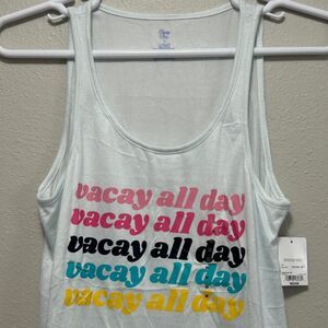 Sleep Chic Vacay All Day Womens Tank Top M Blue NWT 112-1021 0877 ECJT079T